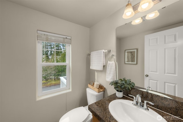 bathroom with toilet and vanity