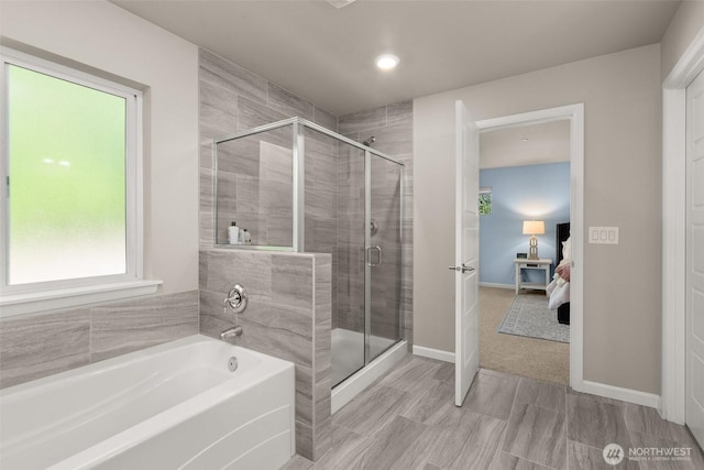 12011 SE 299th Pl, Auburn, WA 98092 - full bathroom featuring a stall shower, plenty of natural light, a garden tub, and ensuite bath