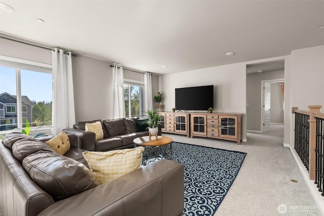 12011 SE 299th Pl, Auburn, WA 98092 - carpeted living room featuring baseboards and recessed lighting
