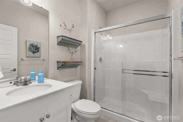 12011 SE 299th Pl, Auburn, WA 98092 - full bath with vanity, a shower stall, and toilet