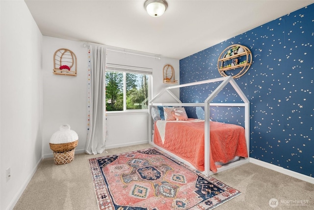 12011 SE 299th Pl, Auburn, WA 98092 - carpeted bedroom featuring baseboards and wallpapered walls