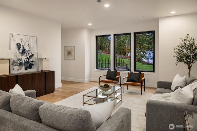 3230 290th Way NE, Redmond, WA 98053 - living room with baseboards, light wood-style floors, and recessed lighting