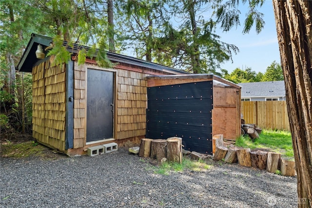 37 Butterfly Ln, Pacific Beach, WA 98571 - view of outdoor structure featuring fence and an outdoor structure