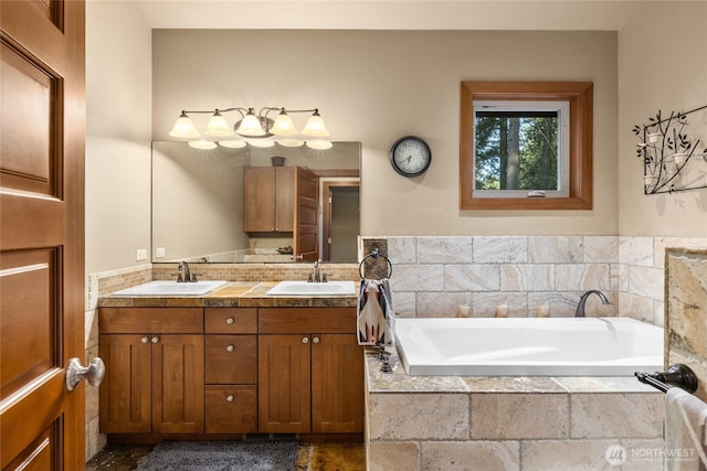 1570 Skull Springs Rd, Cle Elum, WA 98922 - bathroom featuring double vanity, a garden tub, and a shower stall