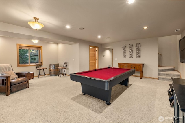 1570 Skull Springs Rd, Cle Elum, WA 98922 - playroom featuring carpet flooring, recessed lighting, billiards table, and baseboards
