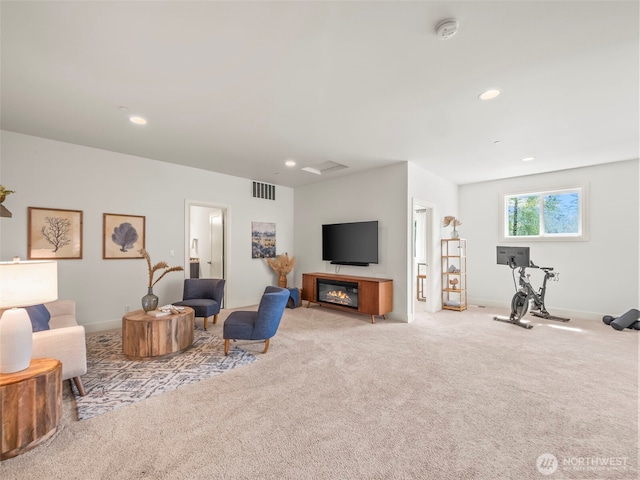 6588 Serenity Loop, Gig Harbor, WA 98335 - living area with carpet, recessed lighting, and baseboards