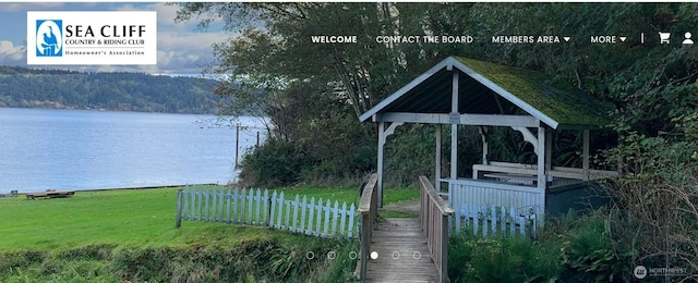 1319 Madrona Way NW, Gig Harbor, WA 98332 - view of dock featuring a yard, a gazebo, and a water view