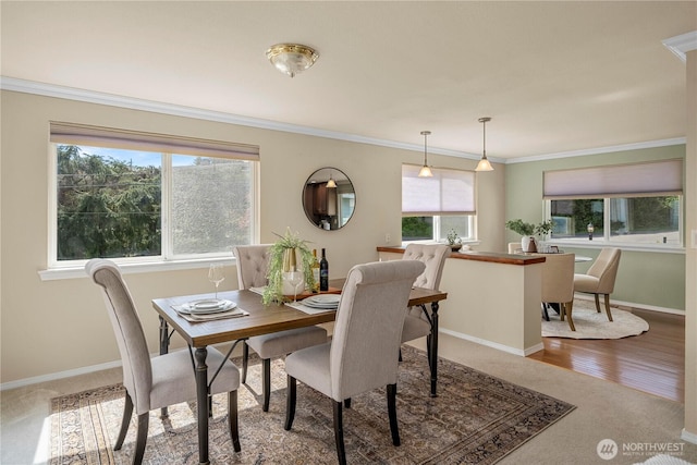 1319 Madrona Way NW, Gig Harbor, WA 98332 - carpeted dining area featuring crown molding and baseboards
