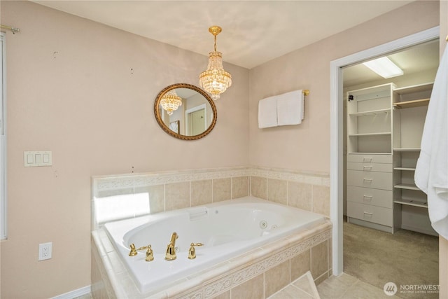 1319 Madrona Way NW, Gig Harbor, WA 98332 - full bath featuring a chandelier, a whirlpool tub, and a spacious closet