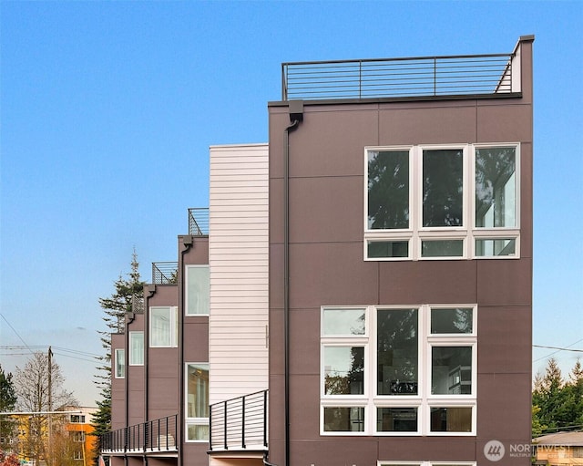 view of home's exterior with stucco siding