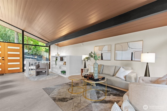 18265 47th Pl NE, Lake Forest Park, WA 98155 - living room featuring expansive windows and wood ceiling