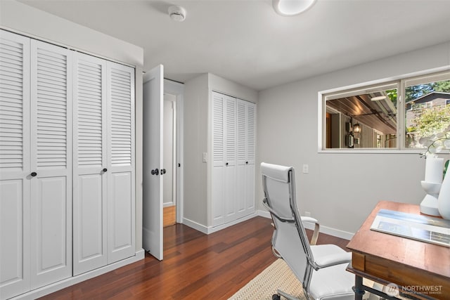 18265 47th Pl NE, Lake Forest Park, WA 98155 - home office featuring dark wood-style floors and baseboards