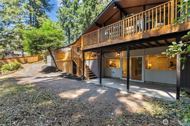 18265 47th Pl NE, Lake Forest Park, WA 98155 - rear view of property featuring stairs, a wooden deck, and a patio area