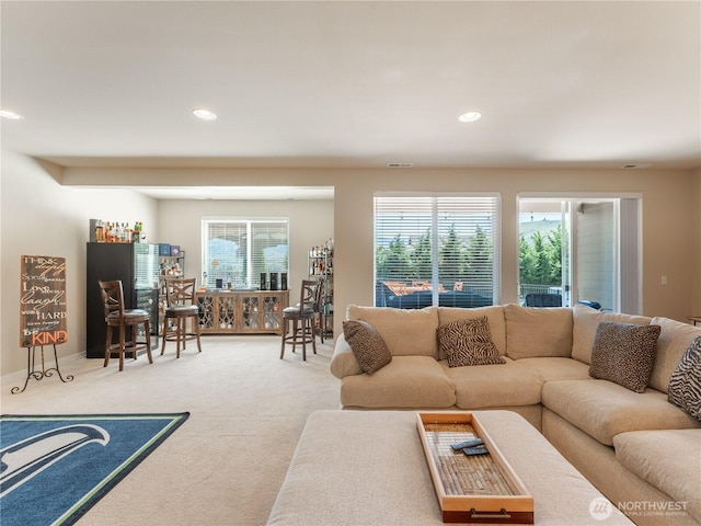 1974 Legendary Ln SE, East Wenatchee, WA 98802 - living room featuring carpet flooring and recessed lighting