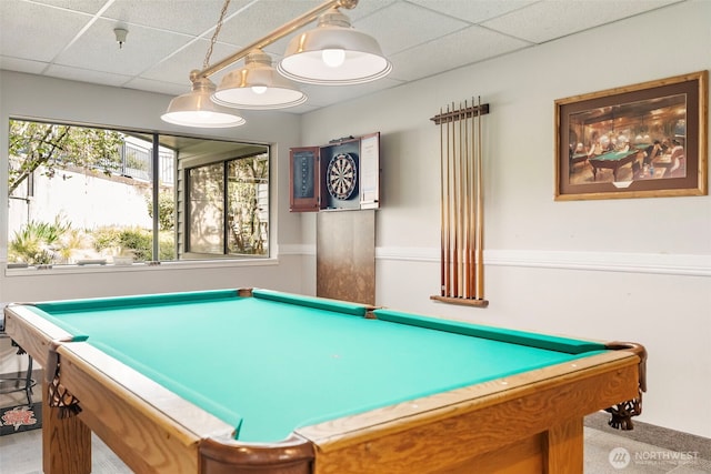 2506 SE Baypoint Dr Unit L45, Vancouver, WA 98683 - rec room featuring carpet, a paneled ceiling, and pool table