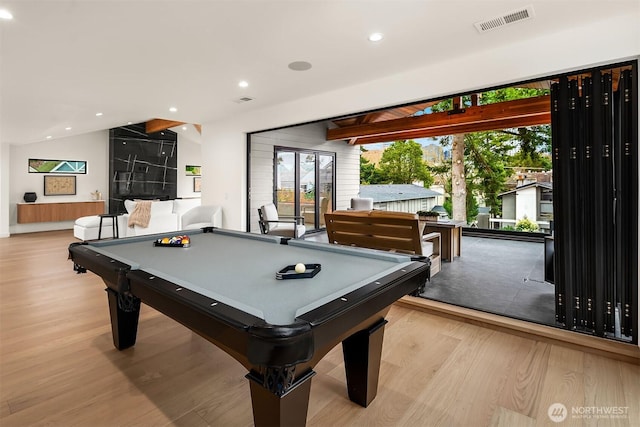 422 98th Ave NE, Bellevue, WA 98004 - game room featuring billiards, recessed lighting, wood finished floors, and visible vents