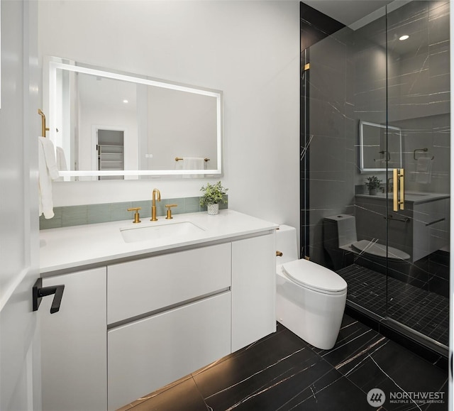422 98th Ave NE, Bellevue, WA 98004 - full bath with vanity, a shower stall, and toilet