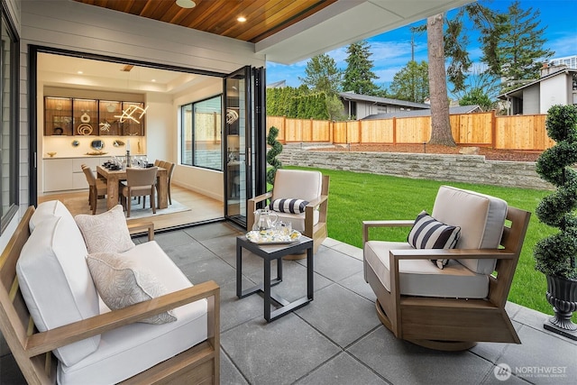 422 98th Ave NE, Bellevue, WA 98004 - view of patio / terrace with fence and an outdoor living space