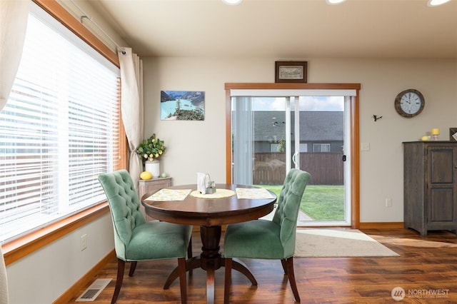 1630 Aaron Dr, Lynden, WA 98264 - dining space featuring wood finished floors, healthy amount of natural light, baseboards, and recessed lighting