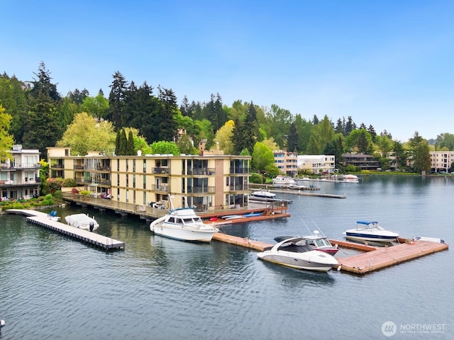 view of dock featuring a water view