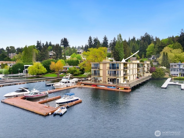 exterior space featuring a water view