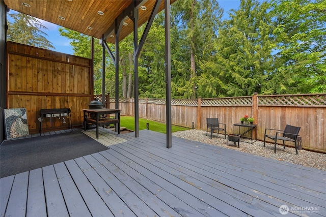 5107 23rd Ave W, Everett, WA 98203 - wooden terrace with a fenced backyard