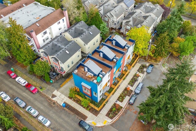 drone / aerial view with a residential view