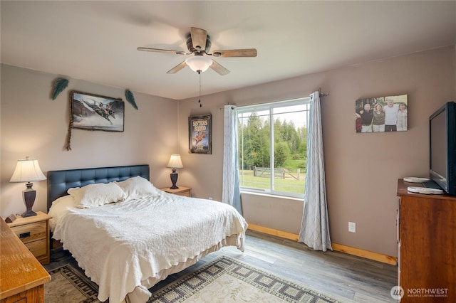 28405 59th Ave NE, Arlington, WA 98223 - bedroom featuring wood finished floors, baseboards, and ceiling fan