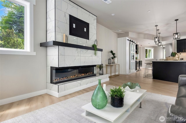 5732 Halls Lake Way, Lynnwood, WA 98036 - living area with baseboards, wood finished floors, and a fireplace