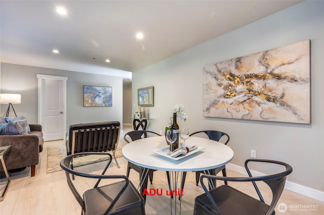 5732 Halls Lake Way, Lynnwood, WA 98036 - dining area with baseboards, light wood finished floors, and recessed lighting