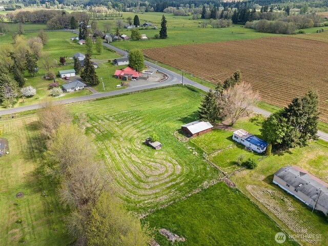 aerial view featuring a rural view