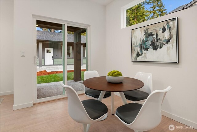 dining room featuring baseboards and light wood-style floors