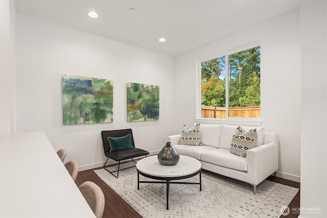 1240 SW 124th St Unit 10B, Burien, WA 98146 - living area with wood finished floors, baseboards, and recessed lighting