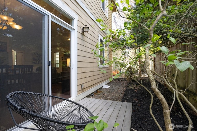 deck featuring fence