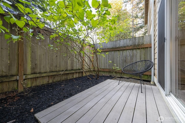 deck featuring a fenced backyard