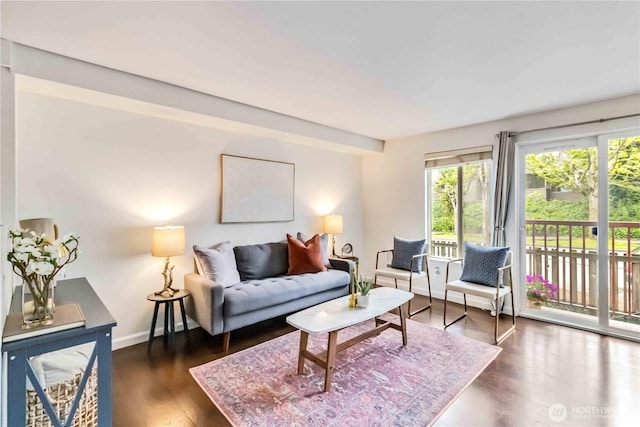 3661 Phinney Ave N Unit 208, Seattle, WA 98103 - living area featuring baseboards and dark wood-type flooring