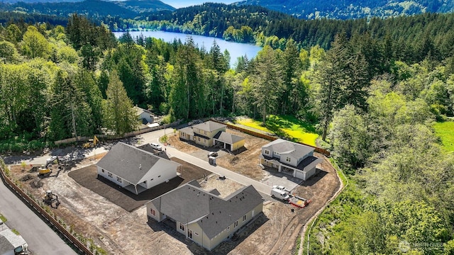 2600 42nd St, Bellingham, WA 98229 - drone / aerial view of a heavily wooded area and a water and mountain view