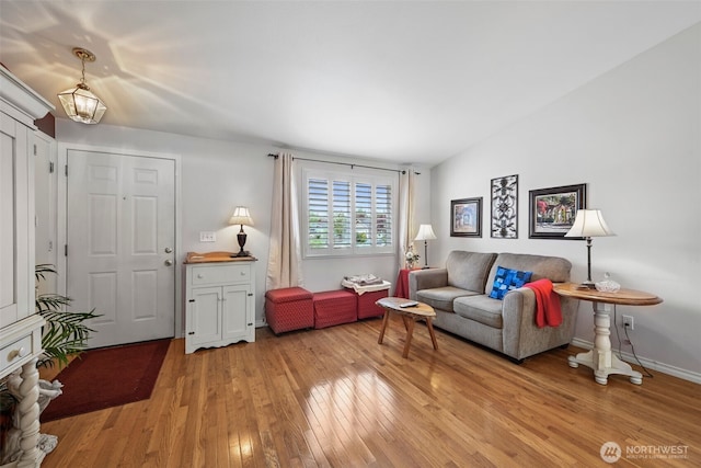 living room featuring light wood-style flooring