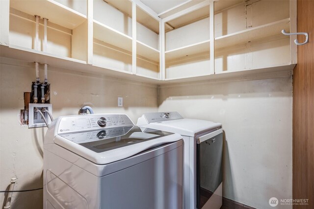 laundry room featuring washer and dryer and laundry area