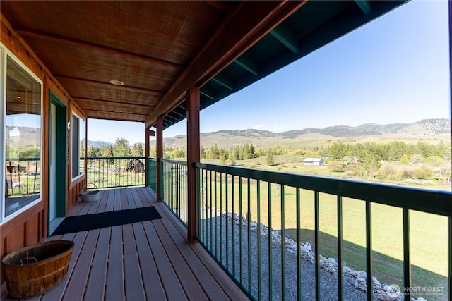 deck featuring a mountain view