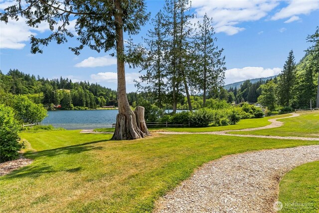 990 S Lake Whatcom Blvd Unit 65, Sedro Woolley, WA 98284 - view of home's community featuring a lawn, a water view, and a view of trees