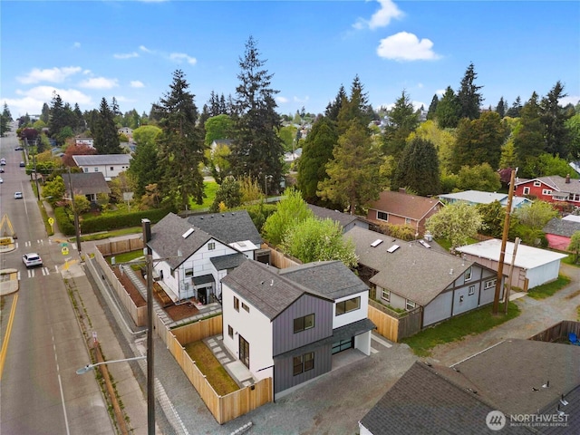 drone / aerial view with a residential view