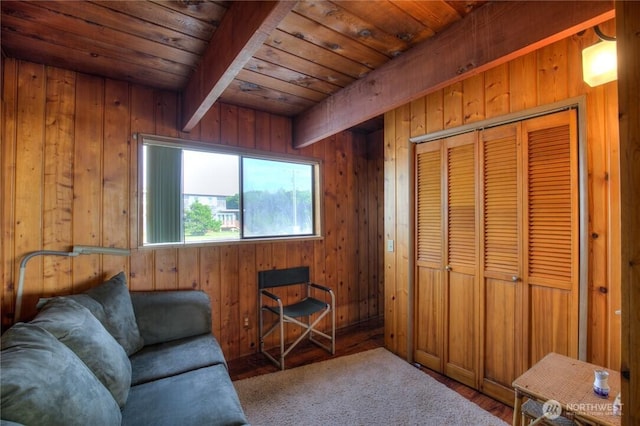 420W Lough Ln, Westport, WA 98595 - living area with wooden ceiling and wood walls