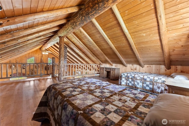 364 E Chewuch Rd, Winthrop, WA 98862 - bedroom with wooden ceiling and wood finished floors