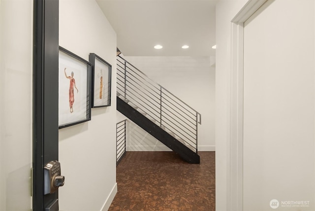 2635 22nd Ave W Unit B, Seattle, WA 98199 - hall with stairs, recessed lighting, and baseboards