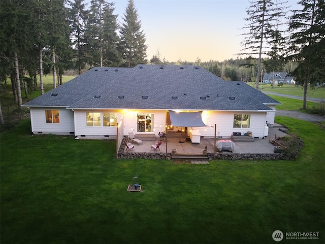 118 Woodview Ln, Napavine, WA 98596 - rear view of property featuring a patio, a yard, and crawl space