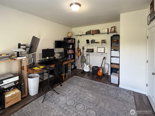 118 Woodview Ln, Napavine, WA 98596 - office area with baseboards and wood finished floors