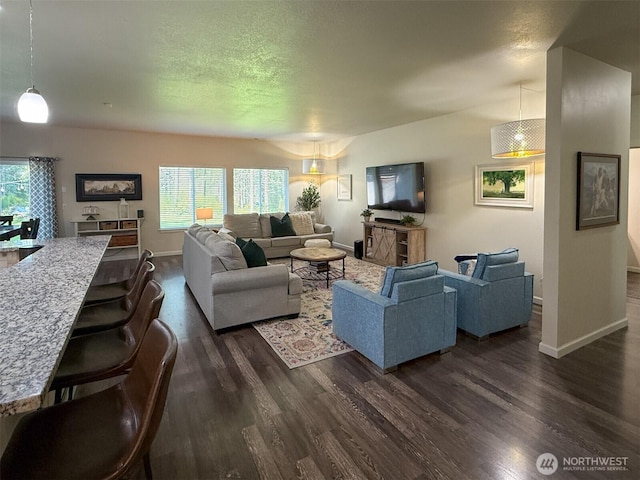 118 Woodview Ln, Napavine, WA 98596 - living room featuring dark wood-type flooring and baseboards