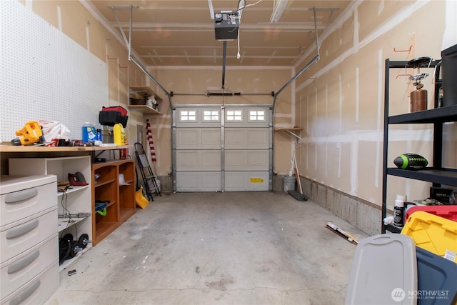 garage with a garage door opener