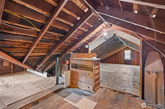 view of unfinished attic